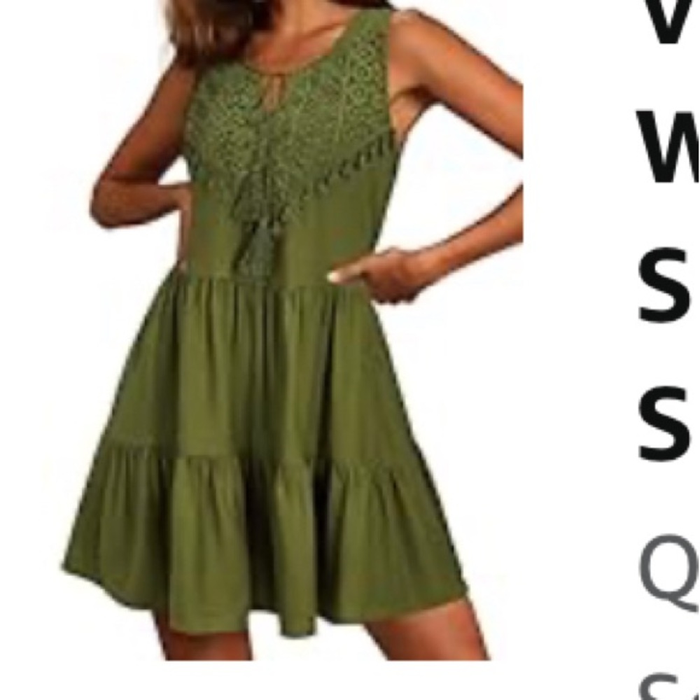 EUC VOTEPRETTY Womens' Boho Summer Dress Mini Solid Loose Lace